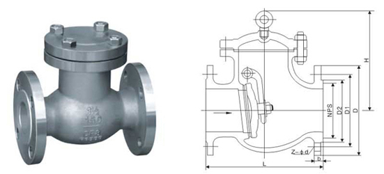 H44W不銹鋼美標(biāo)止回閥結(jié)構(gòu)圖