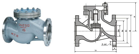 H41H/W升降式法蘭止回閥結(jié)構(gòu)圖