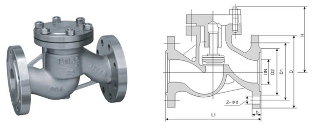 H41H/W/Y不銹鋼升降式止回閥結(jié)構(gòu)圖