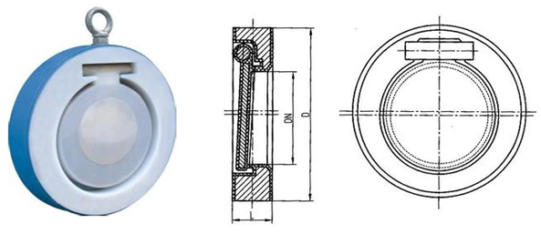 H74F46對夾式單瓣襯氟止回閥結(jié)構(gòu)圖