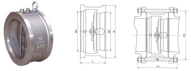 H76H/W對夾雙瓣旋啟式止回閥結(jié)構(gòu)圖