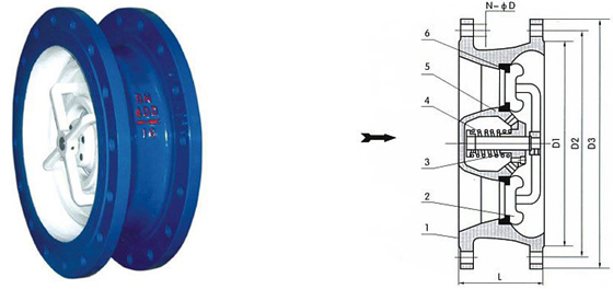 CVKR大口徑靜音式止回閥結構圖