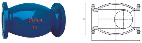 HQ44X單球微阻球形止回閥結構圖